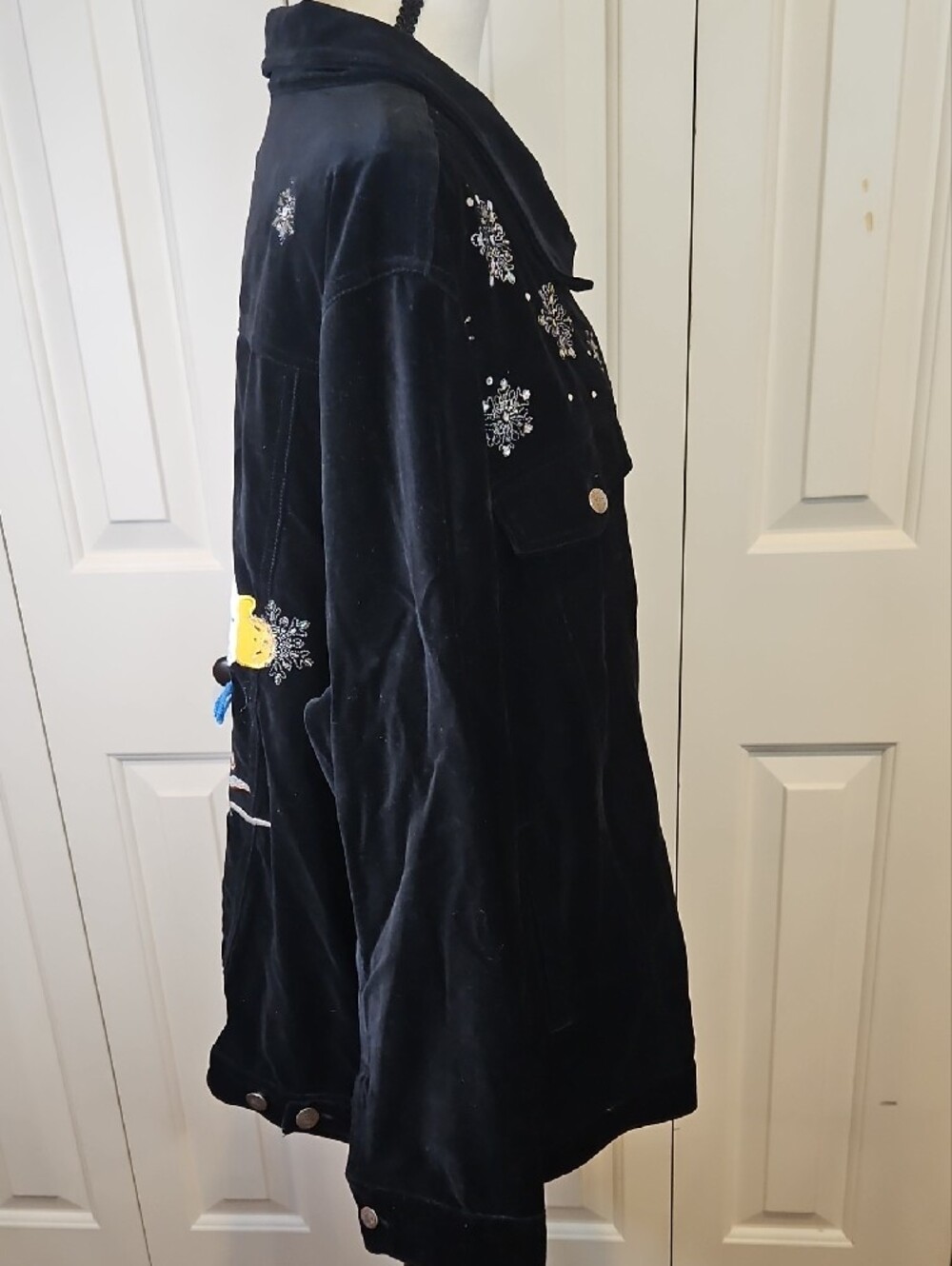 Quacker Factory Snowman Black Velvet Jacket Snowflake Capture The Magic 2X - Picture 11 of 15
